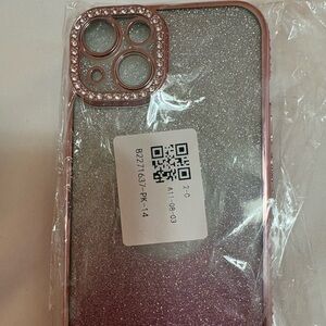 Glitter Phone Case with Rhinestone Camera Cover for iPhone 14